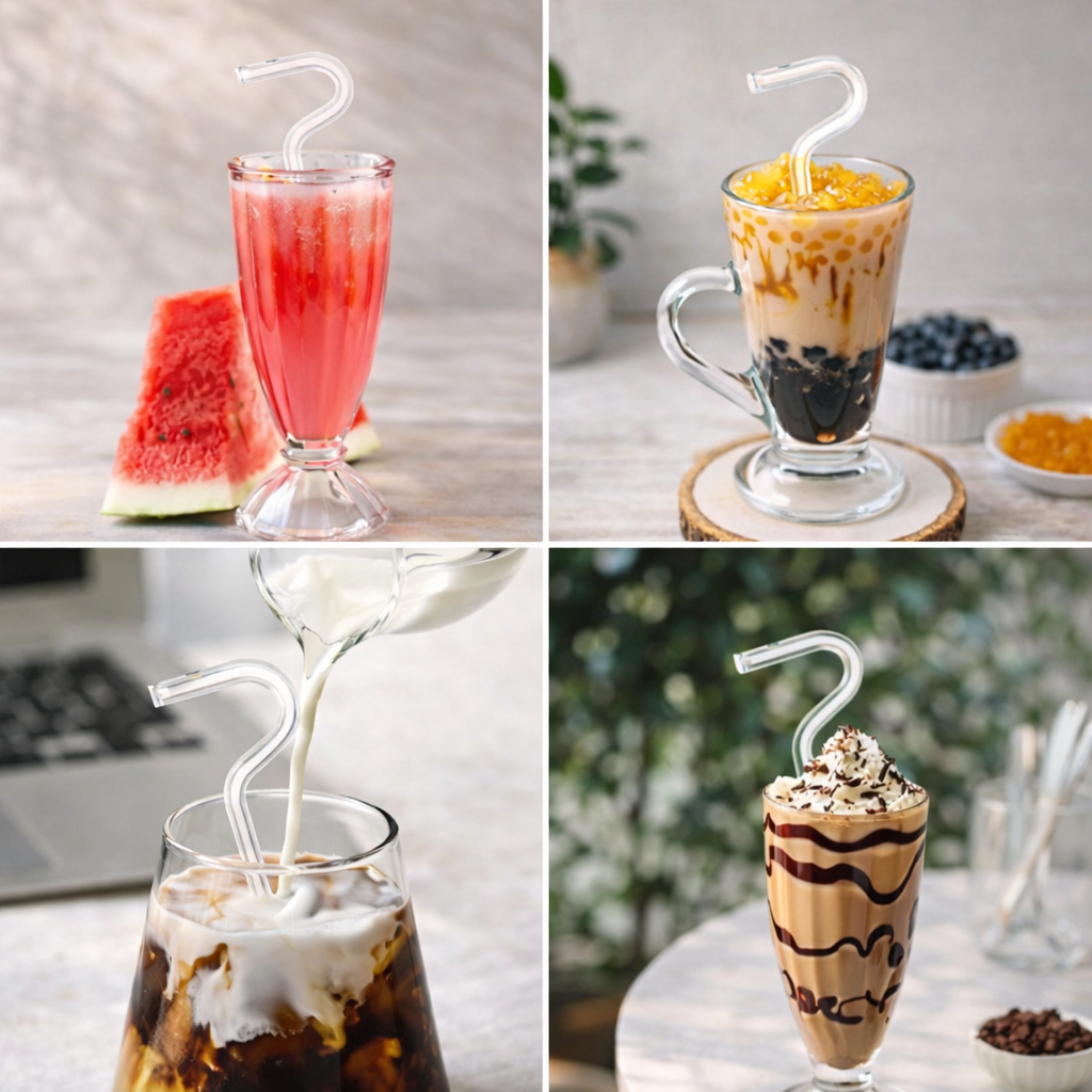 Anti-Wrinkle Glass Straw – Reusable S-Shaped Drinking Straw