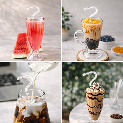 Anti-Wrinkle Glass Straw – Reusable S-Shaped Drinking Straw