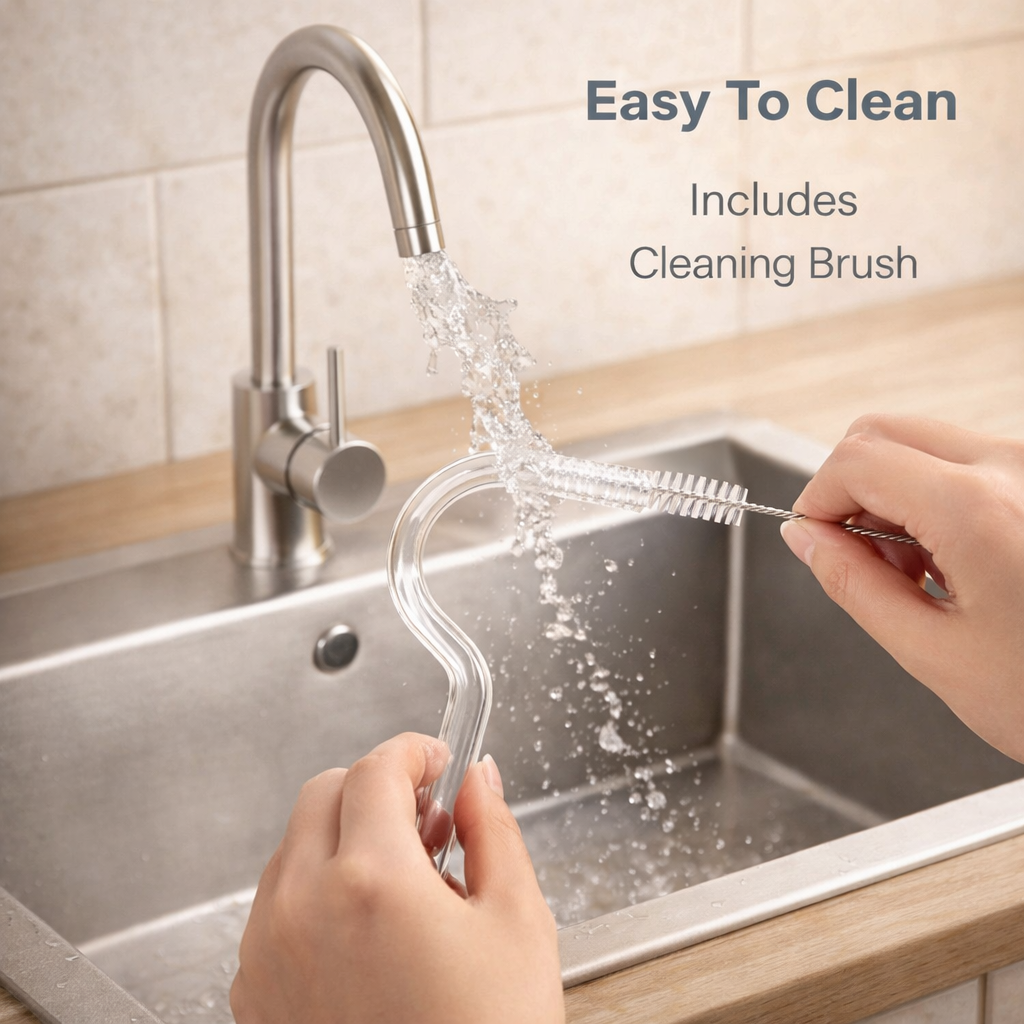 Anti-Wrinkle Glass Straw – Reusable S-Shaped Drinking Straw